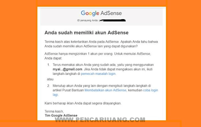 Cara Mengatasi “Anda sudah memiliki akun AdSense” saat Mendaftar