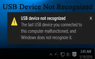 USB Device Not Recognized Di Laptop Windows 10